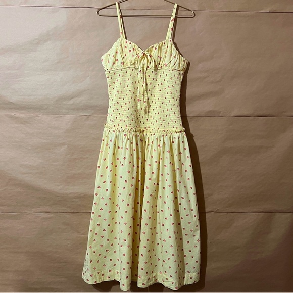 Free People | Strawberry Lemon Combo Lavender Daze Midi Dress Smocked Size S - Picture 1 of 14